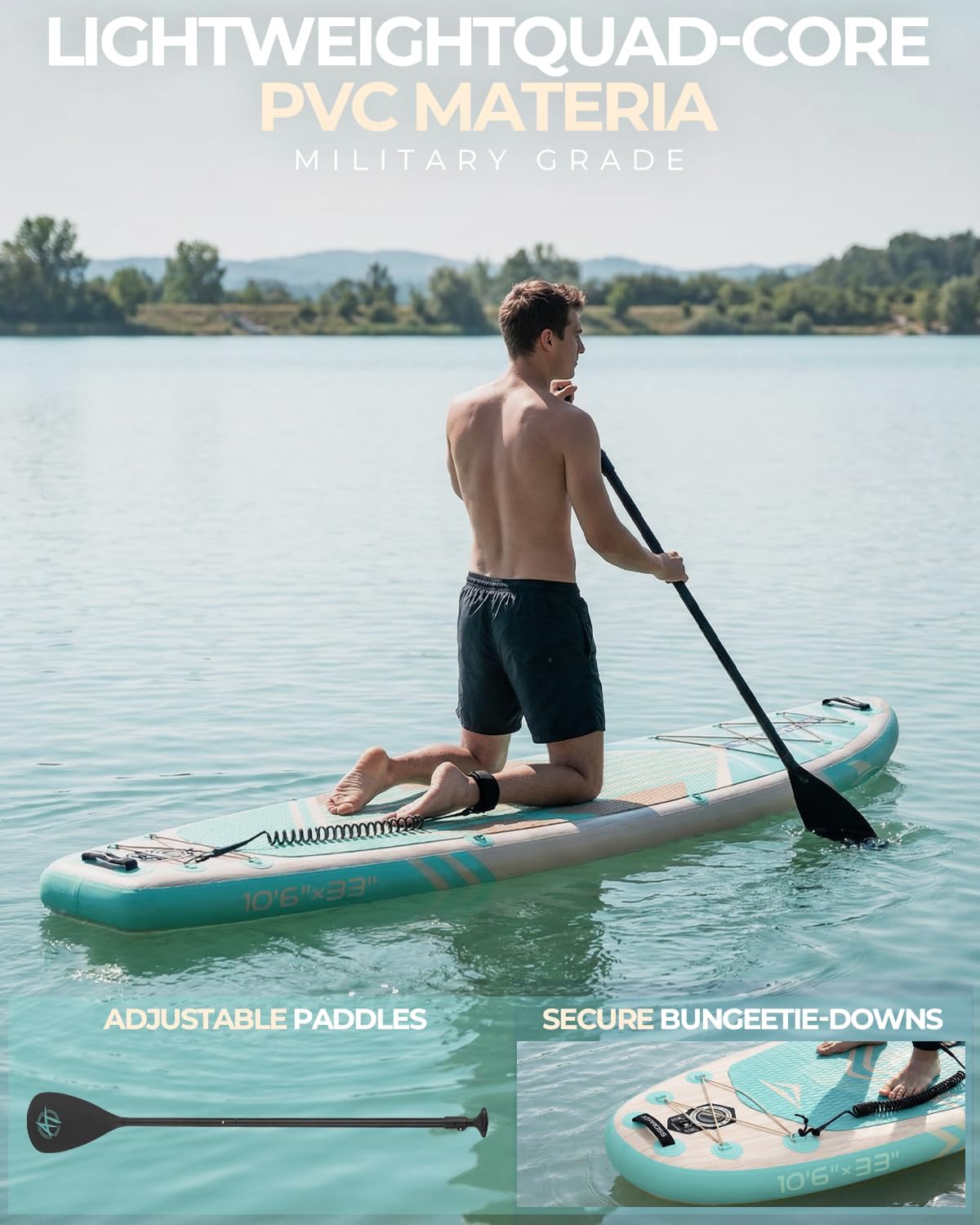 Stand Up Paddle Gonflable Adulte avec Siège Kayak & Accessoires, 320x84cm Planche de Sup Extra Large pour 2 Personnes, Charge 200kg, Kayak Gonflable 2 Places Stable et Antidérapant pour Surf