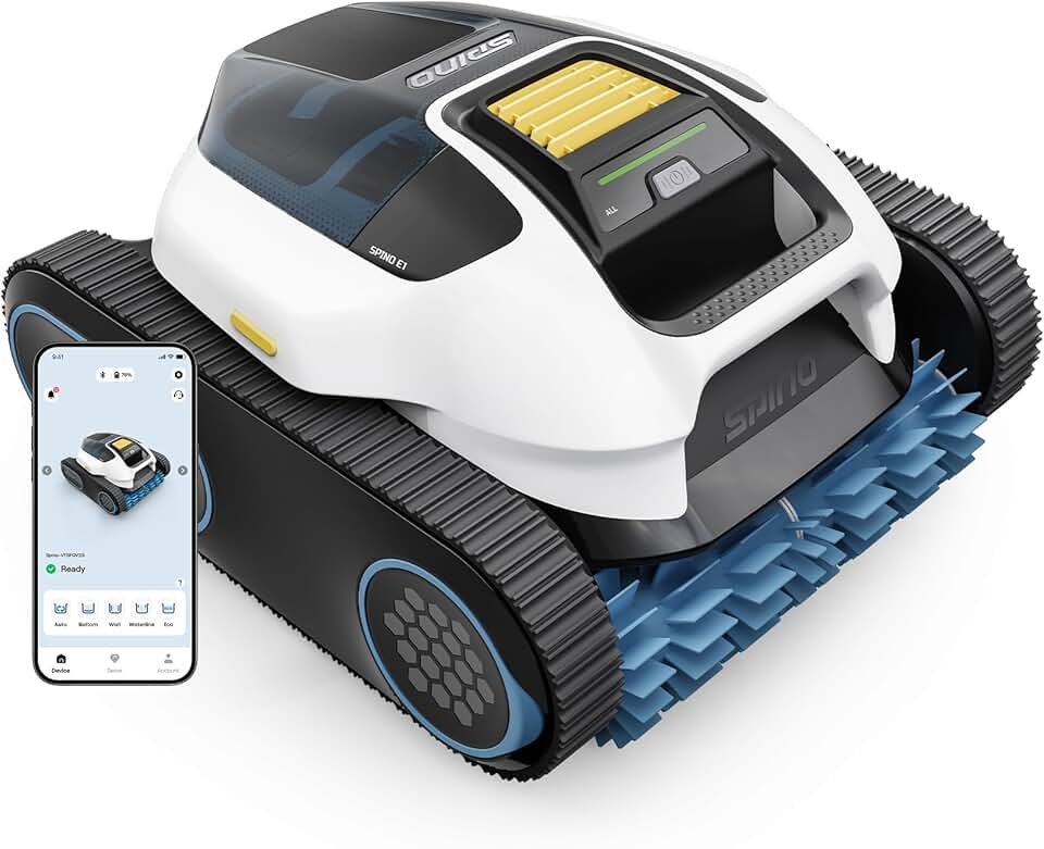 jardinite E1 (2026 Nouveau) Robot Piscine, Parois, Sol et Ligne d’Eau, Puissance 21950 LPH, Autonomie 210 Min, 5-en-1 Mode, Navigation SmartArc et Contrôle App, pour Piscine Jusqu’à 150 m² Certifié ClimatePartner