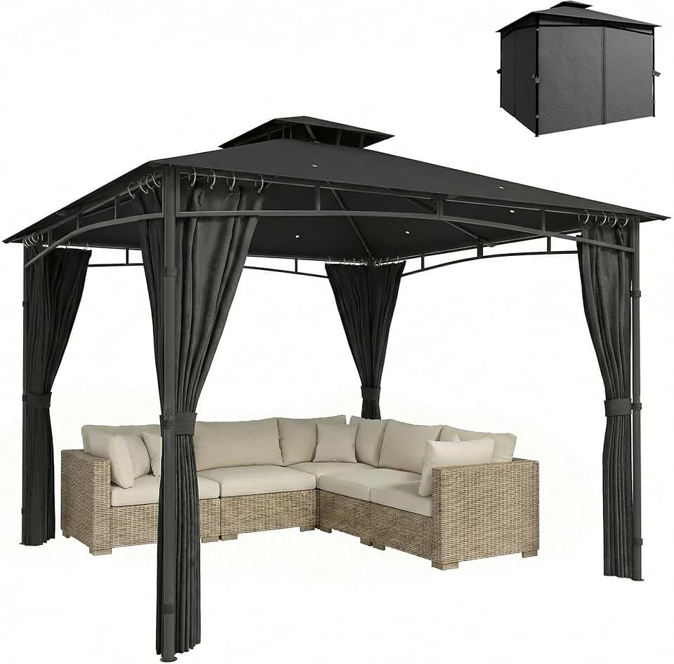 jardinite - Pavillon Jardin Série 3x3m, toit rétractable, UV50+, Ø48mm