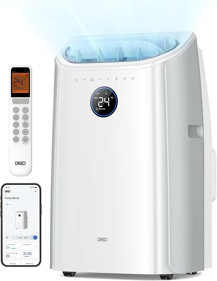 jardinite - climatiseur portable série 10 000 BTU, silencieux, contrôle app, 24h timer