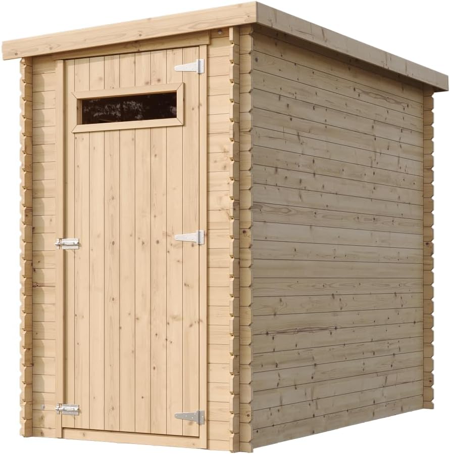 Abri de Jardin en Bois, Petite fenêtre, avec Sol TRAITÉ- Stockage extérieur l239xL144xH198 cm/2.63 m2 - Petit abri à Outils, Local à vélos - Toit imperméable, fenêtres jardinite M306A+M306G