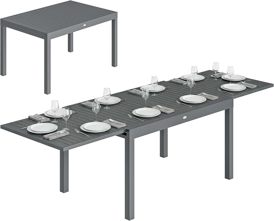jardinite - Table Jardin Extensible - 135-270cm - Aluminium, 6-10 pers.