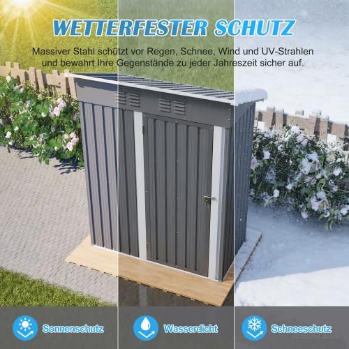 Abri de jardin - toit plat - 152x84x182 cm - métal, porte verrouillable