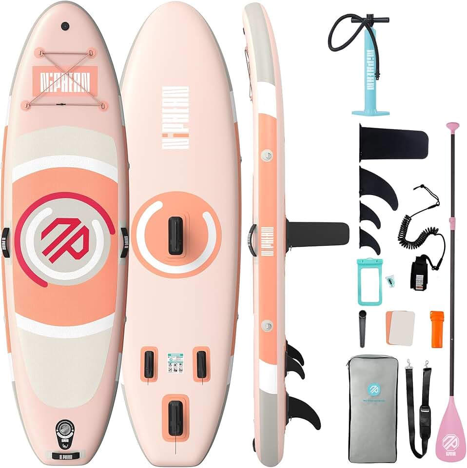jardinite - Paddle Gonflable Adulte avec siège - Ultraléger  - Aileron StabilTrac, paddle yoga antidérapant, animaux