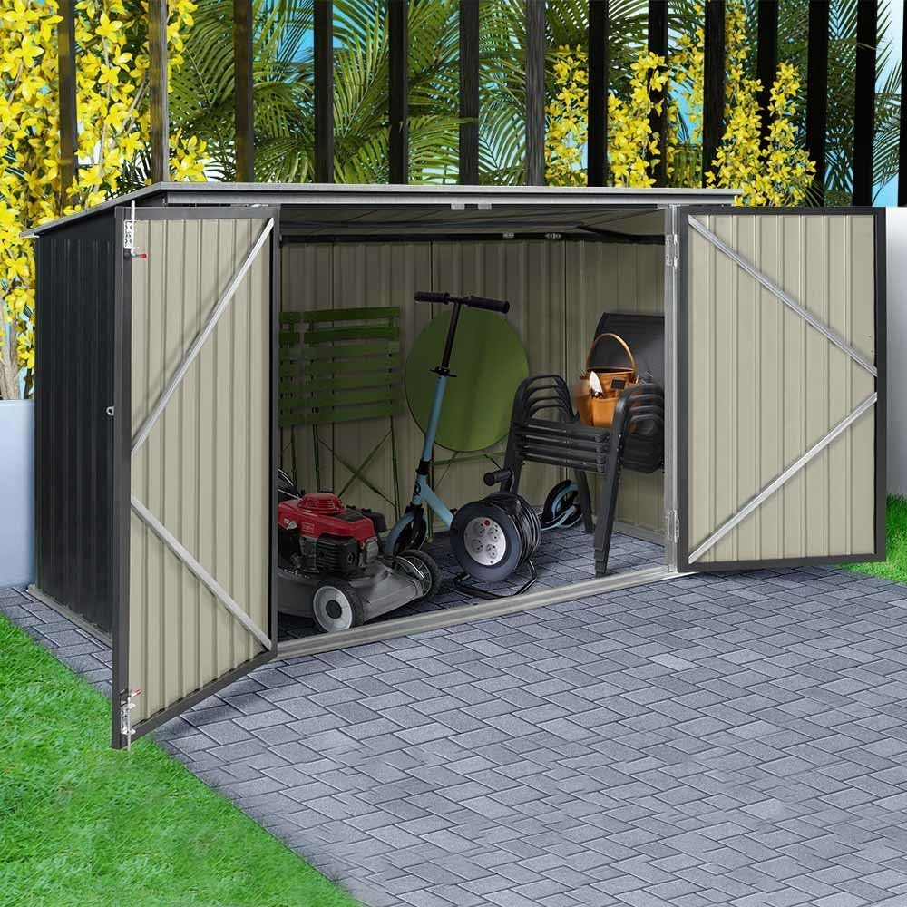 jardinite - Abri de jardin métal 210x105x130cm - toit ouvrant, double porte, rangement vélos