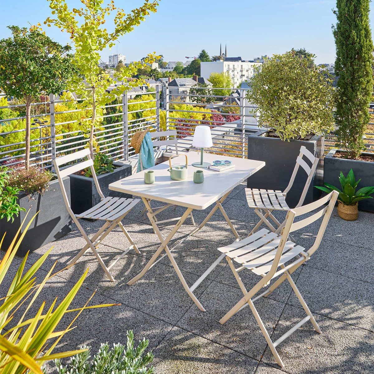jardinite - Greensboro pliante rectangle 4 places - acier renforcé - 110x70 cm