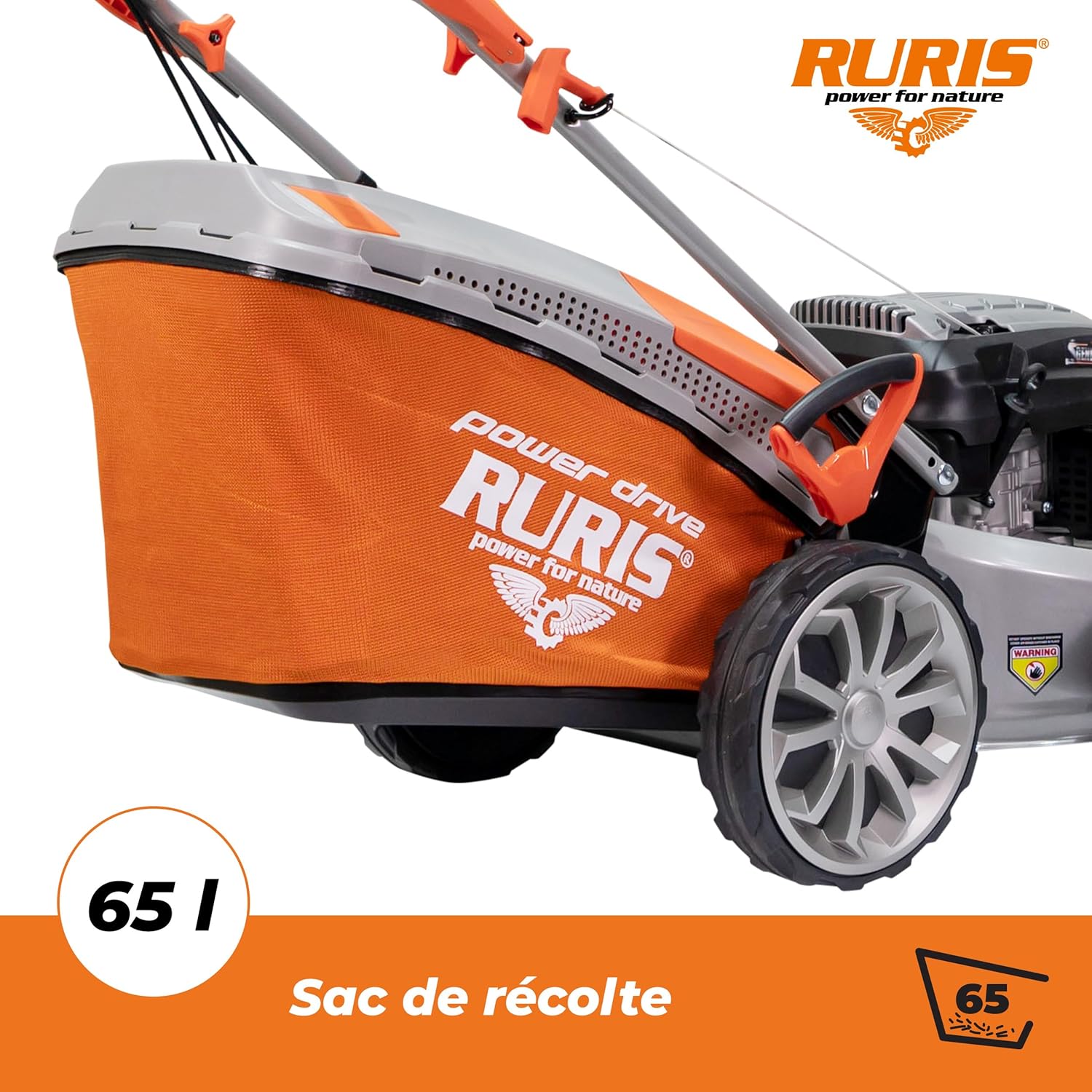 RURIS - Tondeuse Série RXM - 510mm, 3,9CV, Sac 65L, 5 fonctions RXM1000