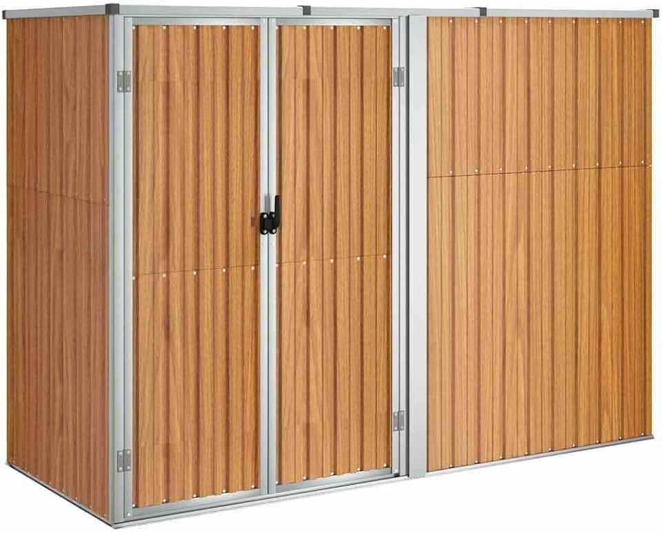 jardinite Abri à Outils de Jardin Remise de Stockage Organisateur d'Outils Cabane de Rangement Extérieur Marron 225x89x161 cm Acier Galvanisé