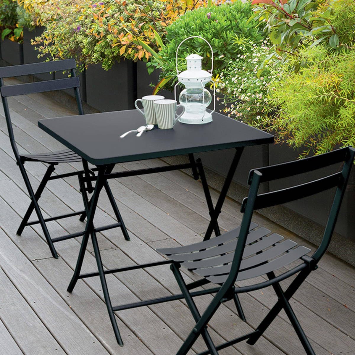 jardinite - Greensboro - 2 places - Acier antirouille, pliante, 70x70 cm