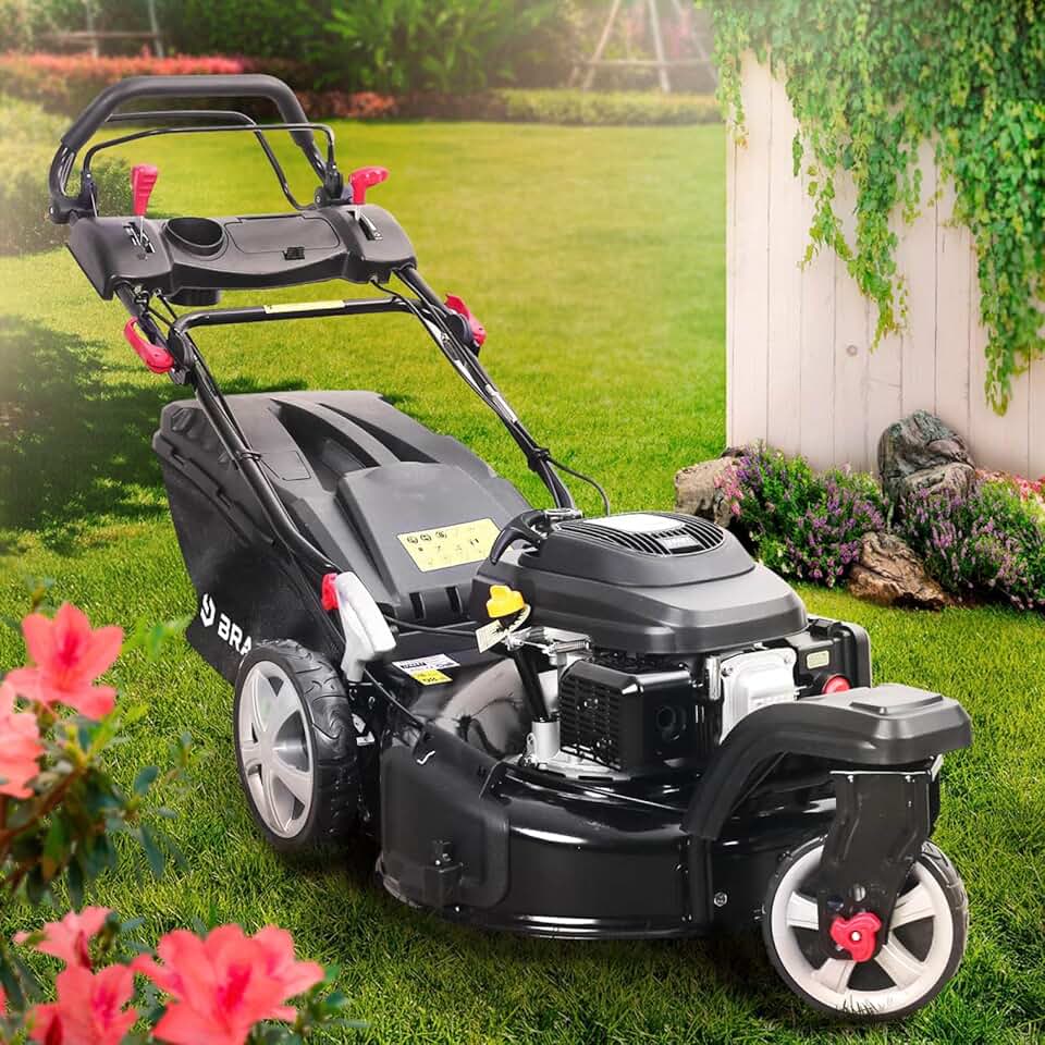 jardinite - tondeuse thermique 3 roues - 53cm, 224cc, 7cv, mulching, 4en1, capot acier, guidon réglable - TRIKE