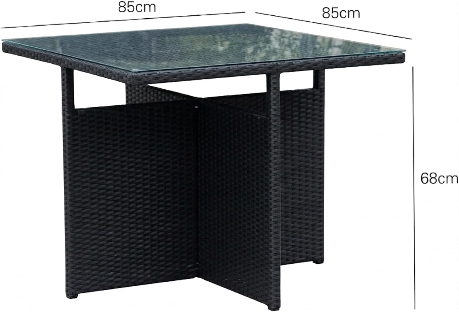Salon de jardin encastrable 10 places - résine tressée noire - table verre trempé - canapé inclinable coffre rangement -