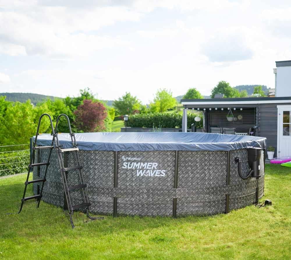 jardinite - Elite Frame rotin gris - Ø488x122 cm - Piscine hors-sol