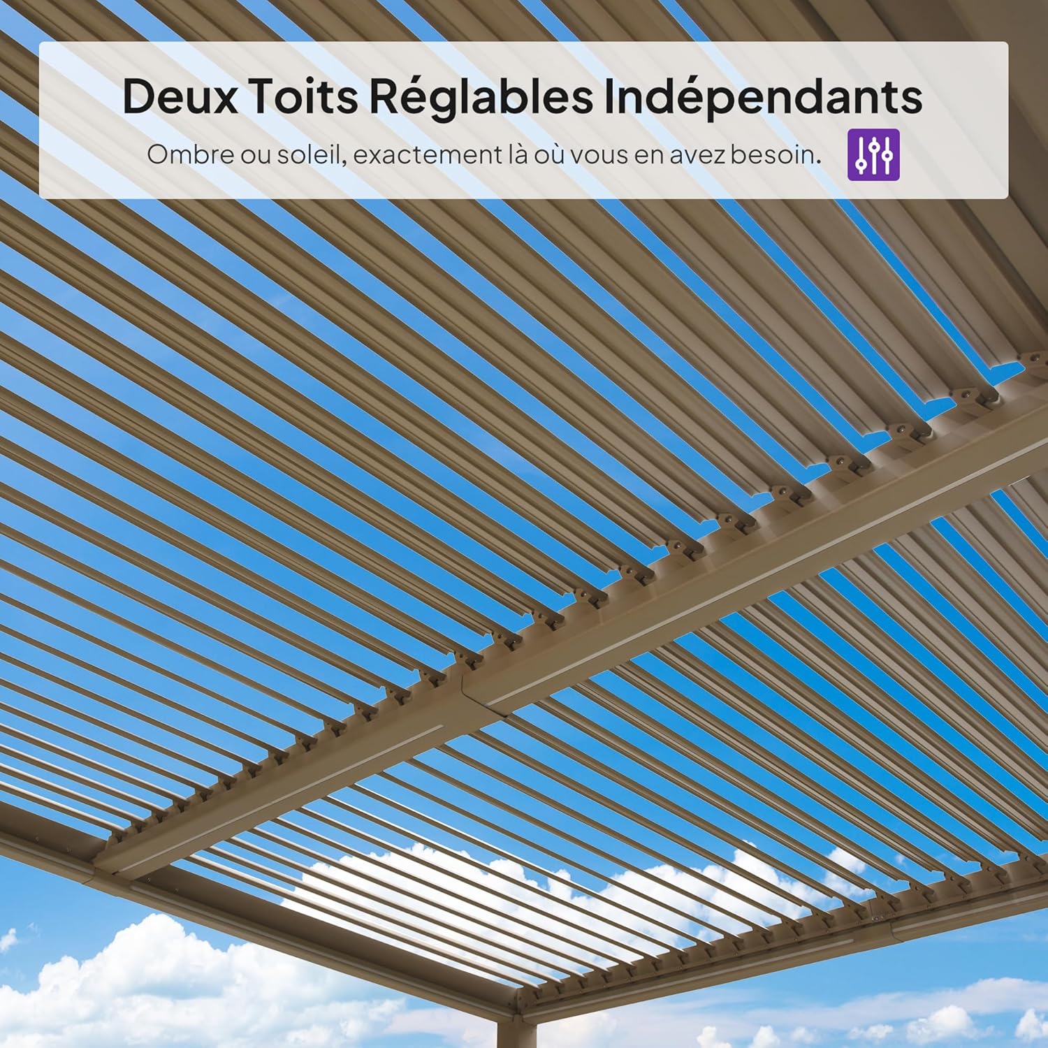 jardinite - pergola bioclimatique LED - 3x3,65m - alu, lames orientables, étanche
