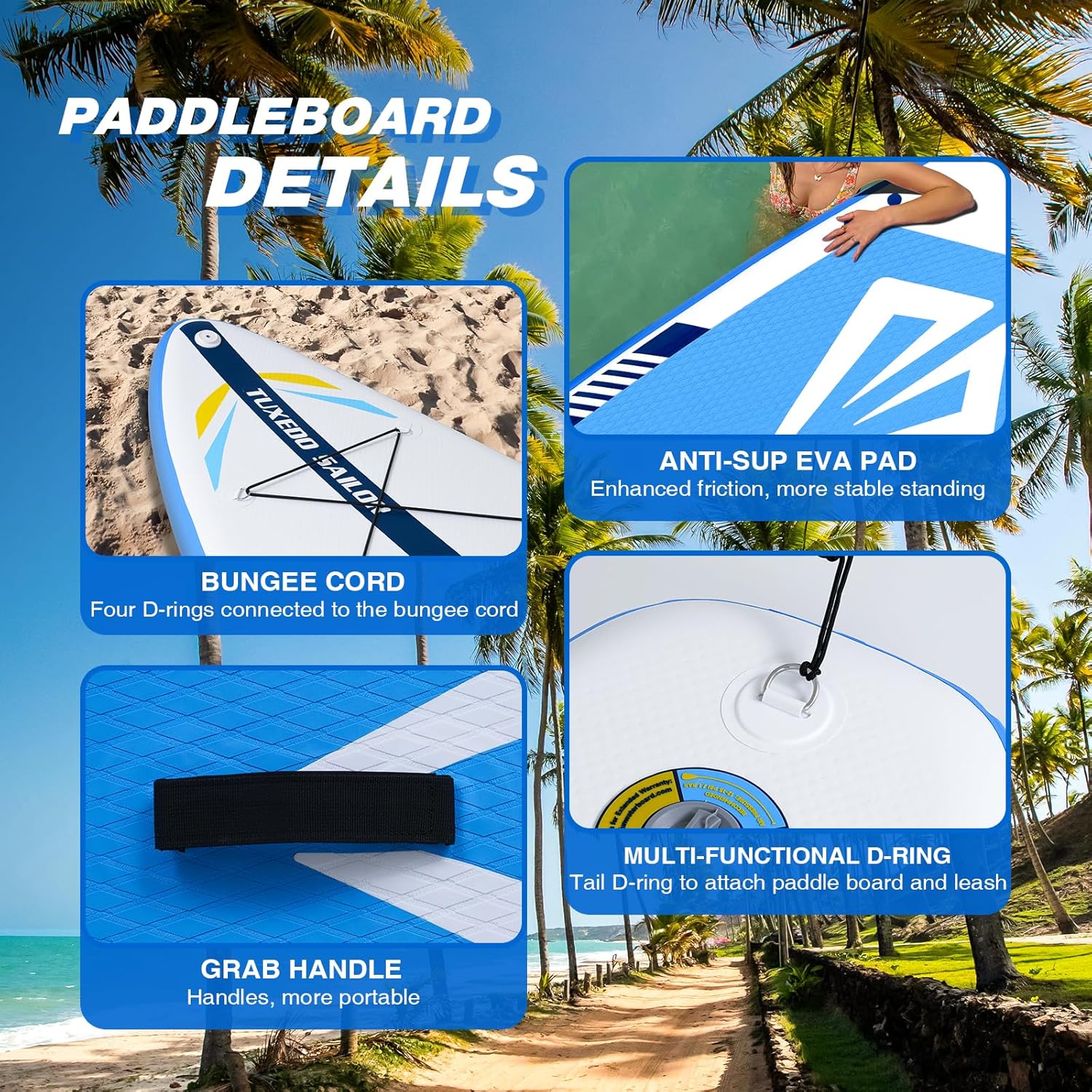 Tuxedo - Sailor - planche 320x81x15cm - SUP gonflable avec accessoires complets