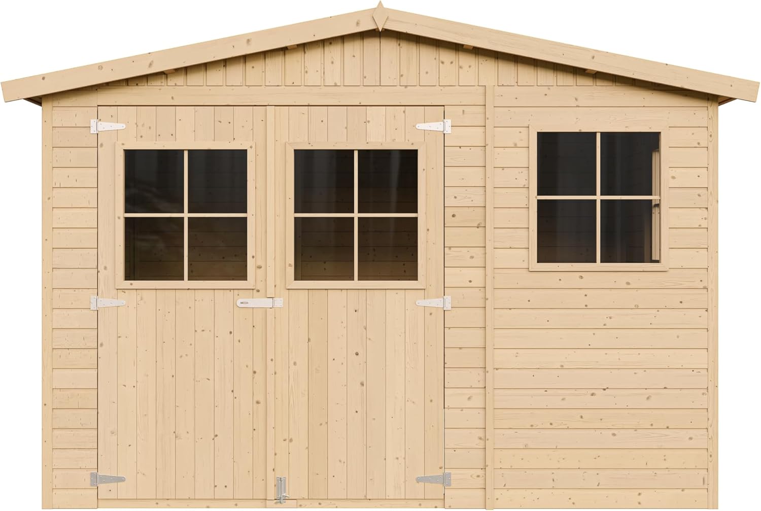 ABRI de Jardin en Bois Exterieur avec Les PLANCHERS IMPRÉGNÉ - Cabane de Jardin en Pin/épicéa- H226x316x324 cm/9 m²-Construction de Panneaux- Rangement pour vélos, Remise à Outils- jardinite M335+M335G