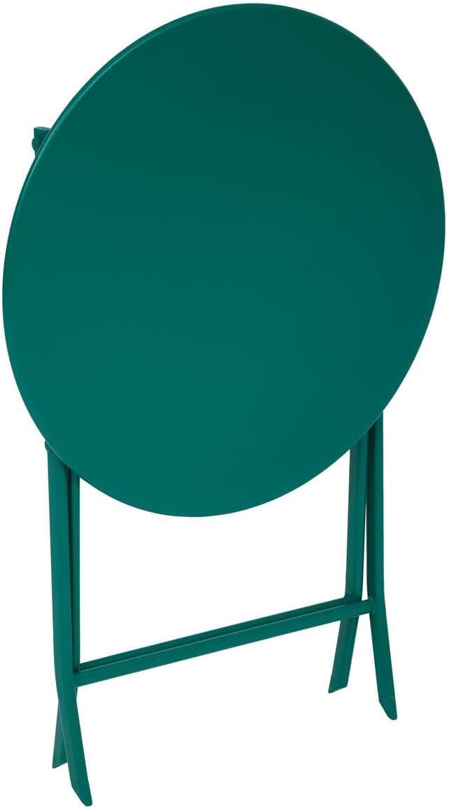 jardinite - Greensboro - Ø60cm - Table ronde pliante acier vert opale