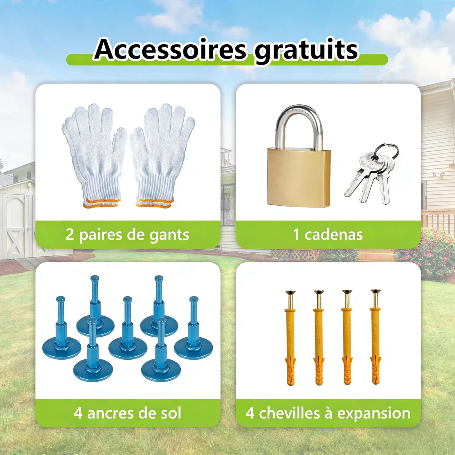 Abri de Jardin Métal 1,8 x 2,4 m – Double Porte Verrouillable avec Sol Inclus – Résistant aux Intempéries pour Rangement des Outils de Jardinage, Tondeuse et Vélo