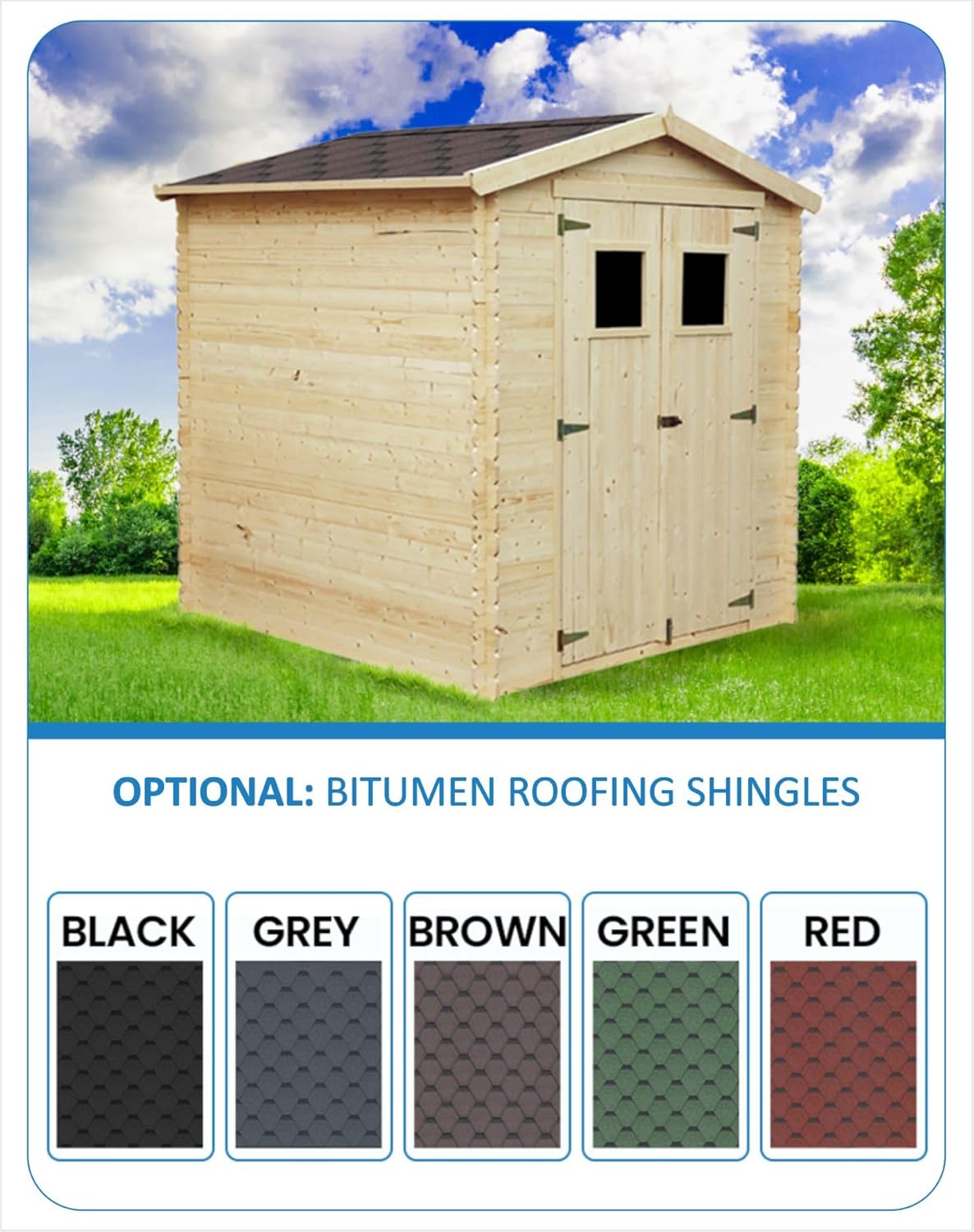 Abri de Jardin en Bois - Stockage extérieur I216xL206xH218 cm/ 3.53 m2 Petit abri à Outils, Local à vélos - Toit imperméable, fenêtres jardinite M343C