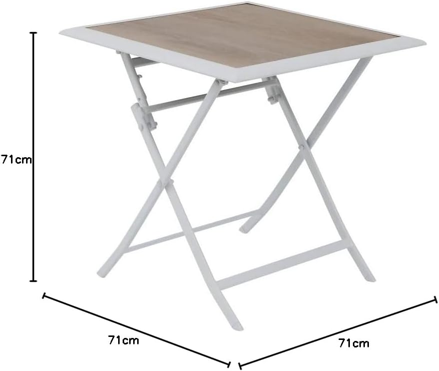 jardinite - Azua - 70x70 cm - table pliante 2 places aluminium Blanc