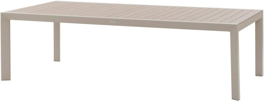 jardinite - Évasion - table jardin alu 12 places effet bois lin argile
