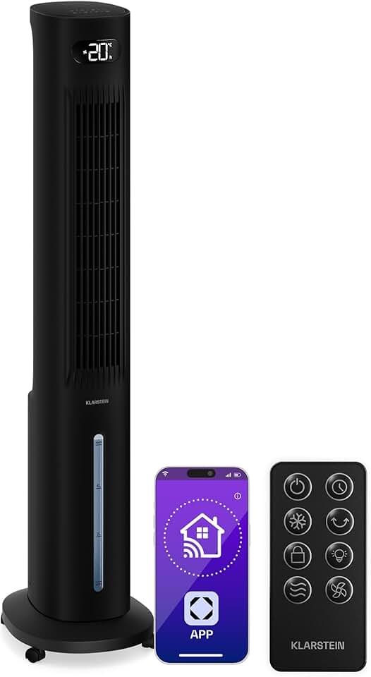 jardinite - Rafraîchisseur d'air 5L, télécommande, applis, 30m², Black