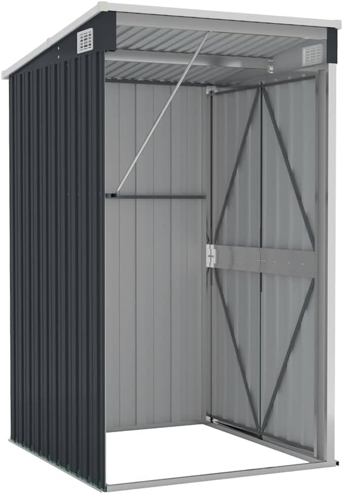 jardinite Remise de Jardin Murale Anthracite 118x100x178 cm Acier,Structures extérieures, Cabanes & abris de Jardin,316219