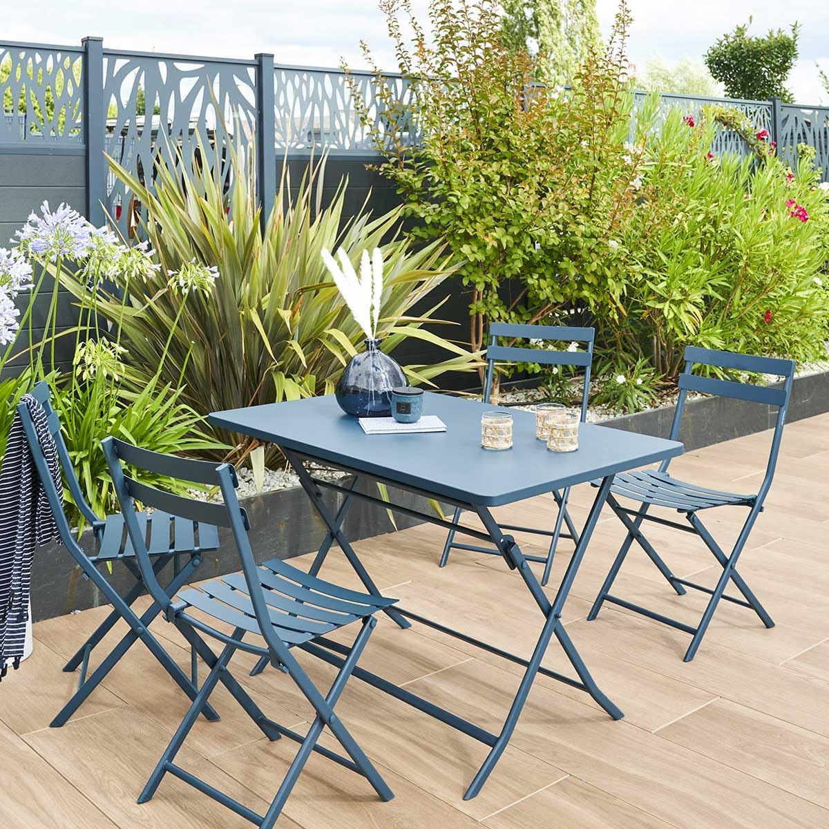 jardinite - Greensboro - table de jardin pliante 4 places acier époxy antirouille
