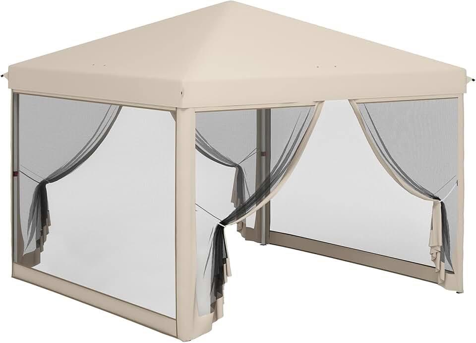 jardinite - tonnelle pliante Style Colonial 3x3x2,65m, moustiquaires, sac