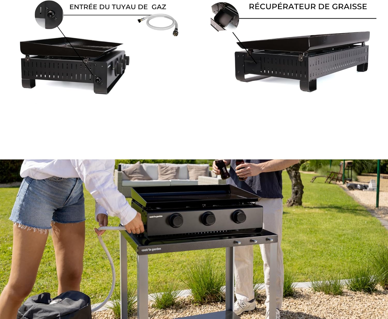 jardinite - Tempo 3 brûleurs - 6 kW - acier émaillé - bac amovible