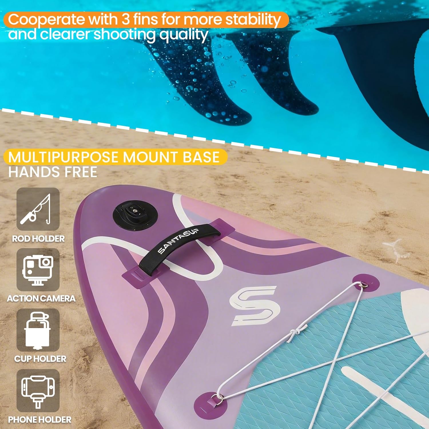 Tableau Gonflable Stand Up Paddle avec Accessoires Sup, Pont EVA antidérapant, Tableau Large 10'6