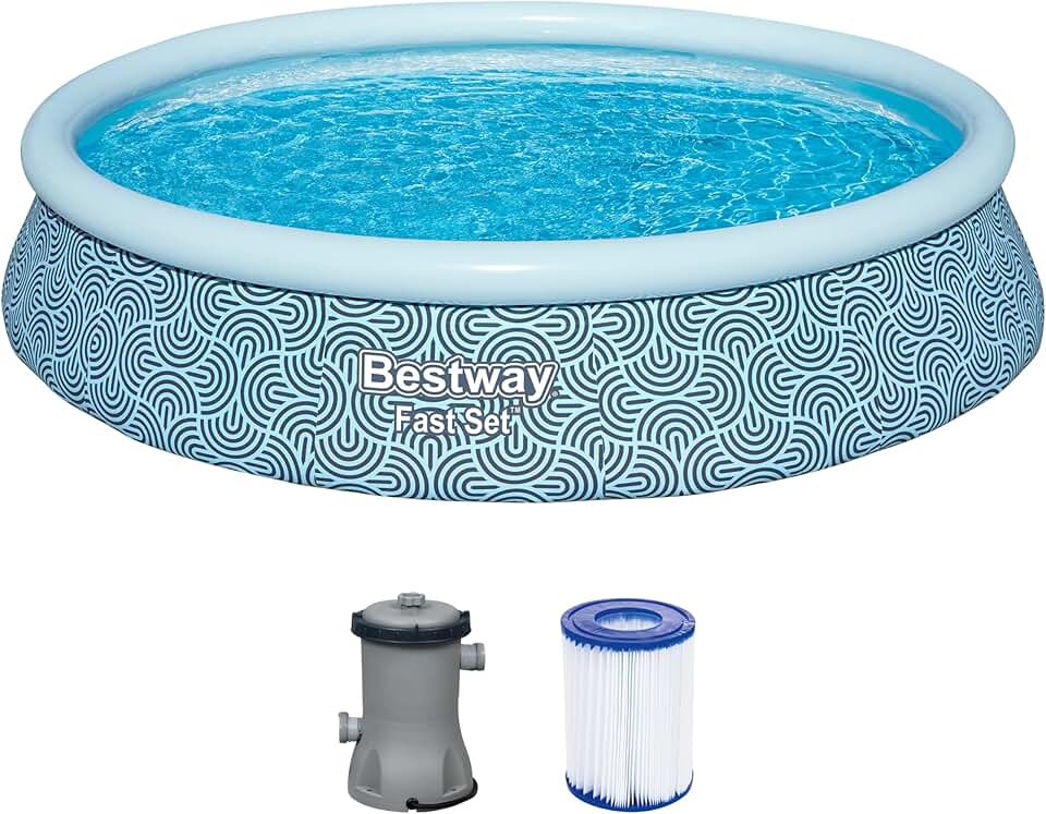 jardinite - Fast Set - 396x396x84 cm - Piscine gonflable ronde, gris