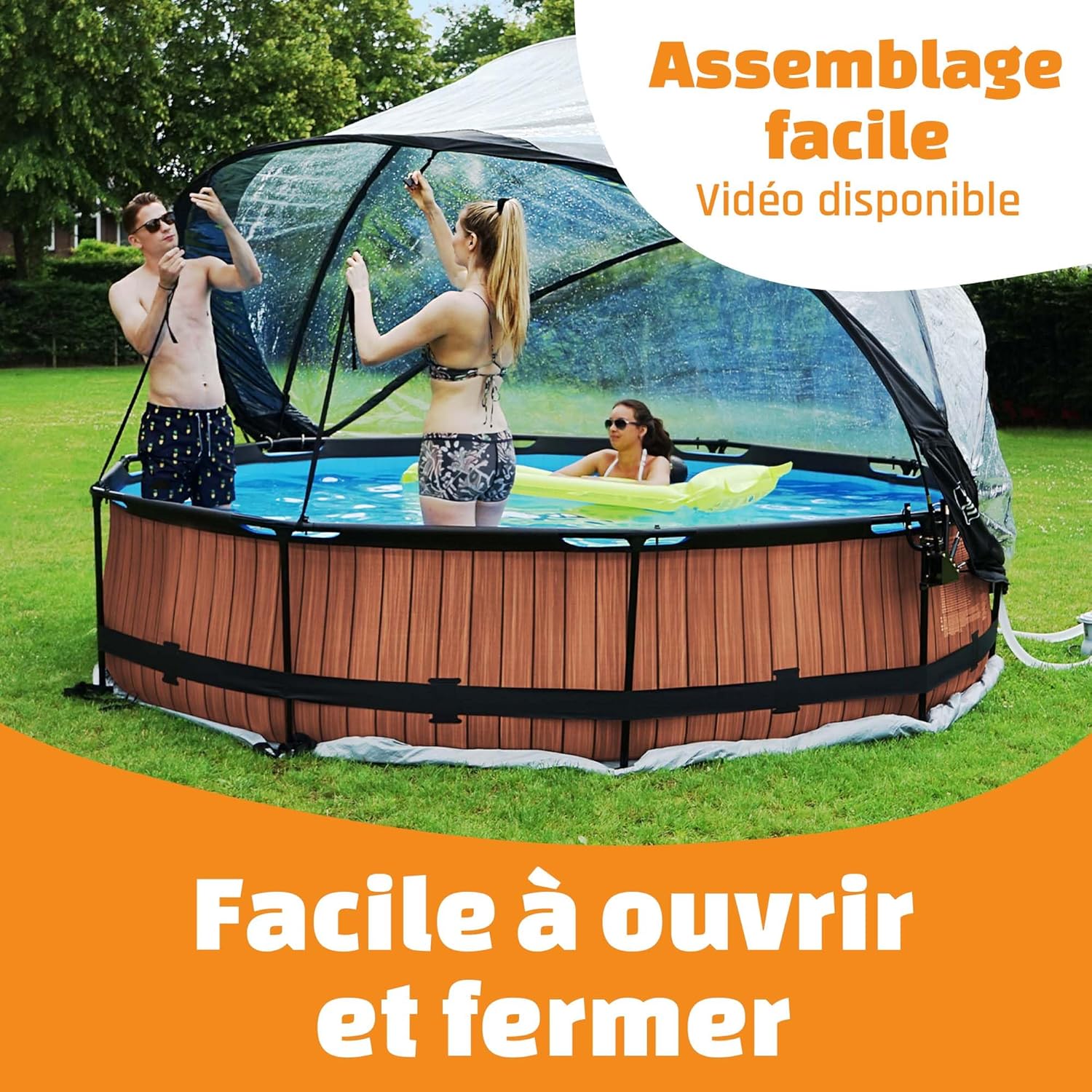 jardinite - Dôme de Piscine - ø366cm - Abri pivotant, installation facile, eau chaude