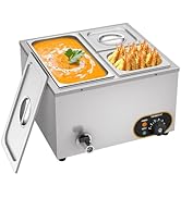 jardinite Bain Marie Électrique en Acier Inoxydable Chauffe-Plats Buffet, 1X 1/3 GN Récipients + 2X...