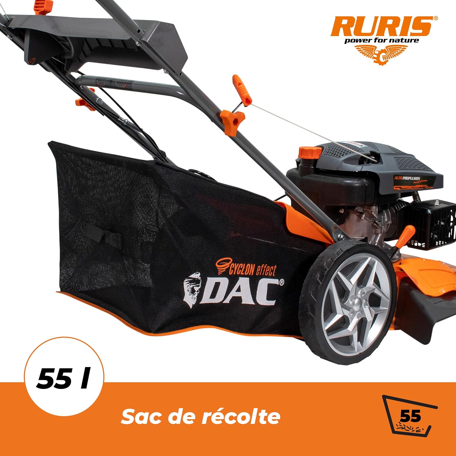 RURIS - tondeuse thermique tractée - 46 cm coupe - 4 CV, 135 cm³ - 120Xl