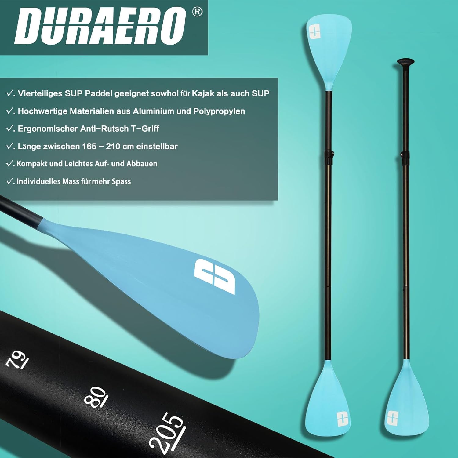 Siège de Kayak Gonflable Stand Up Paddle et Support de caméra, pagaie 2 en 1 330x76x15cm, Pompe jusqu'à 150kg avec Sangle de Pied, Sac à Dos
