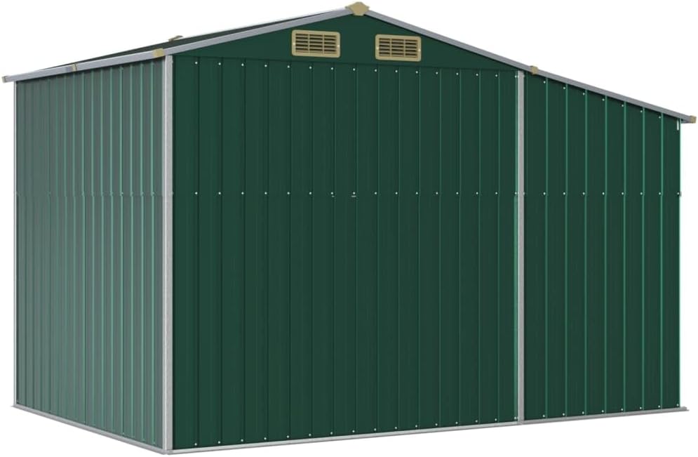 Abri de jardin acier galvanisé, toit incliné, 277x192,5x179 cm, vert