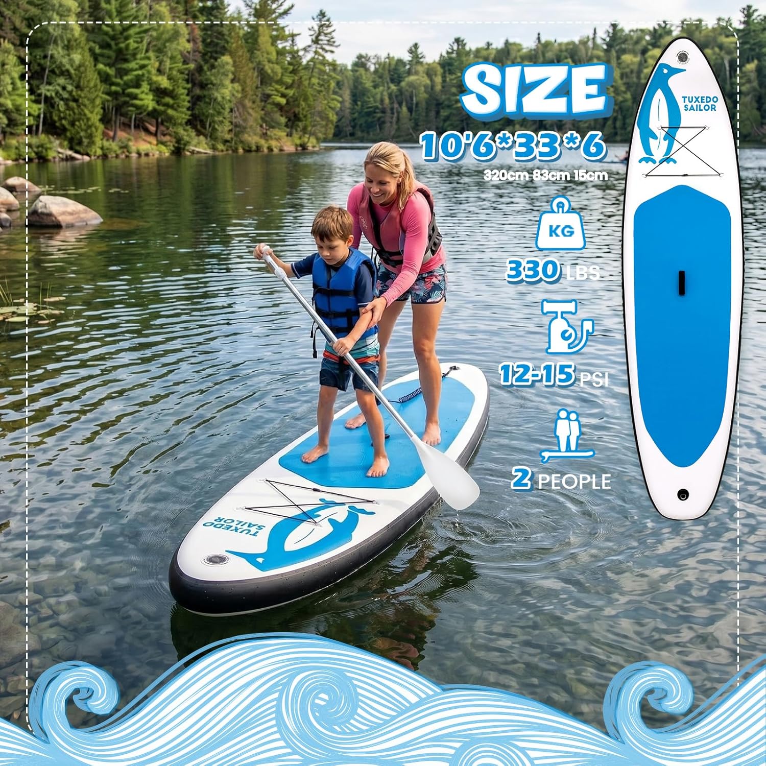 jardinite Paddle Gonflable Adulte, Planche de Stand Up Paddle Gonflable Sup Paddle Board Gonflable Planche à Pagaie Gonflable avec Accessoires Complets