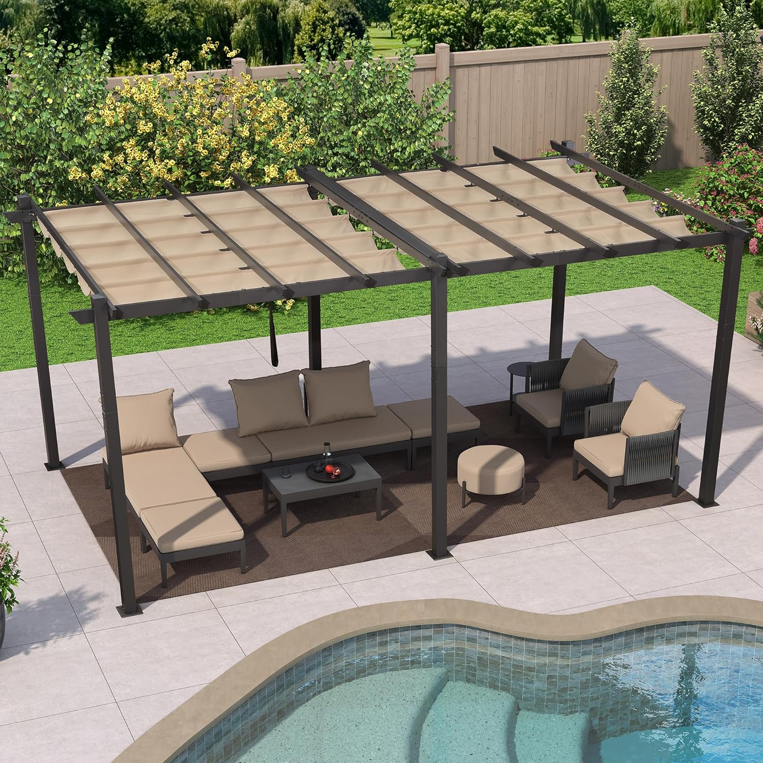 jardinite - Pergola aluminium 5,5x3m toit coulissant extérieur