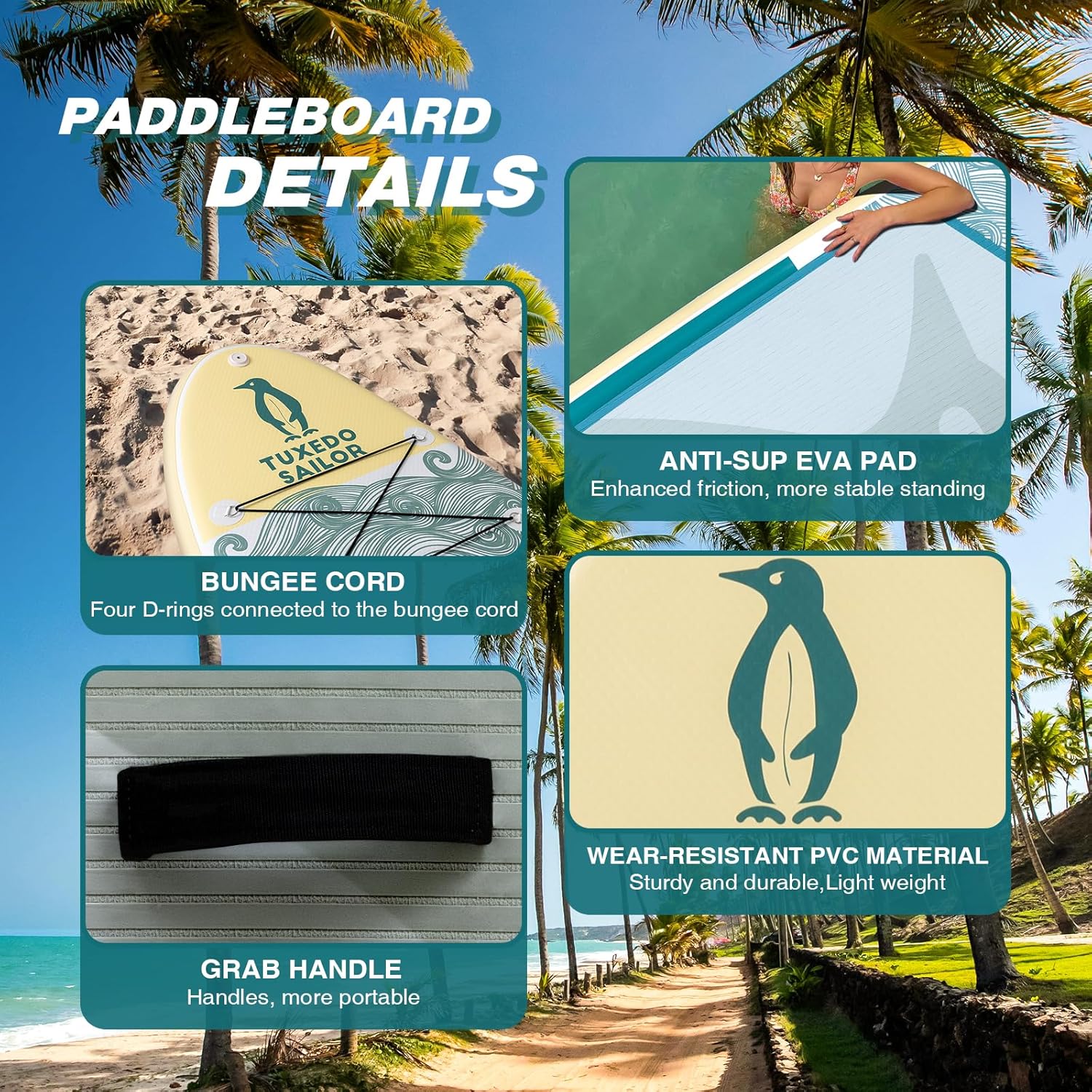 jardinite - Paddle gonflable adulte - planche SUP avec accessoires complets