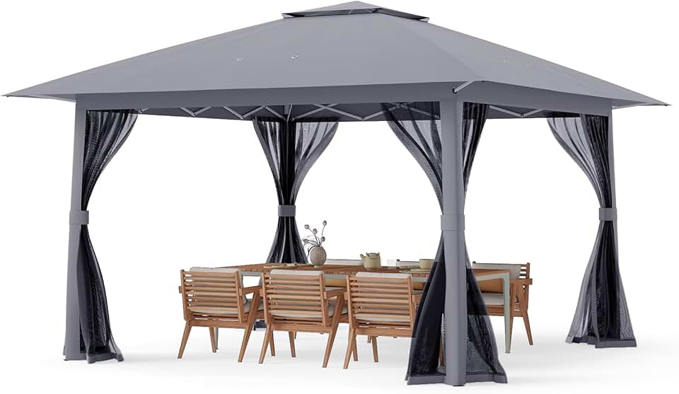jardinite - tonnelle pliante série 4x4 m - moustiquaire, tissu anti-UV, cadre métal