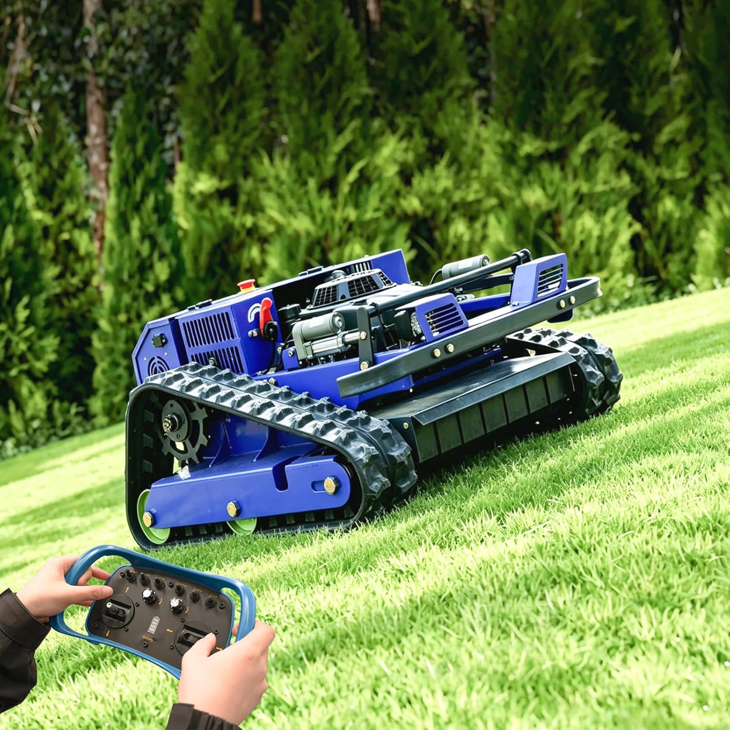 Tondeuse à gazon - hybride huile/électrique - tout-terrain - 4WD, télécommandée