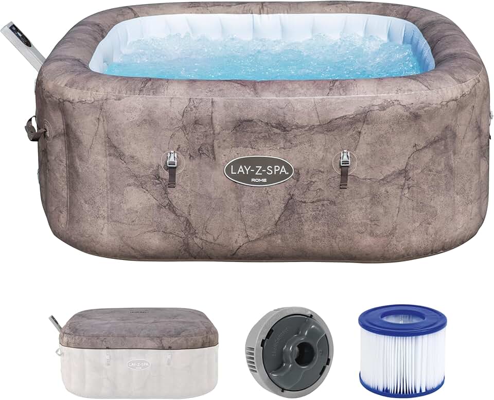 jardinite - Rome MaxHold EnergySense UltraFit - 180x180x71cm - spa carré 6 places, effet marbre, AirJet SP018