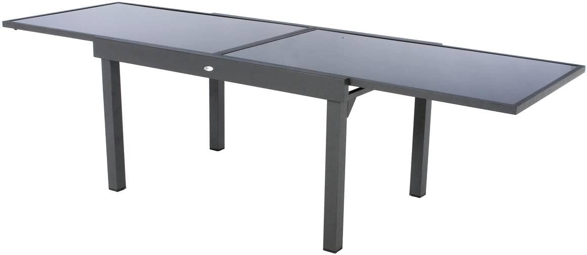 jardinite - Piazza extensible - 185/245x100 cm - aluminium verre trempé 10 places