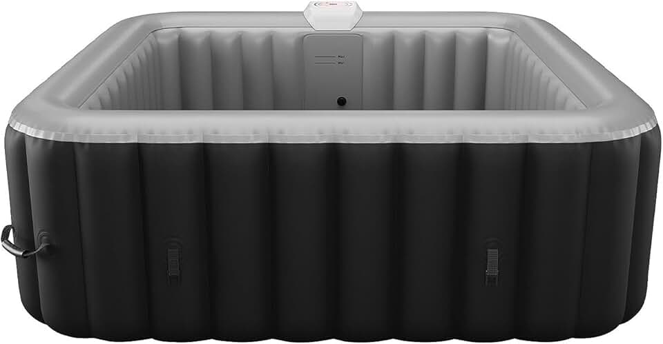 jardinite - Spa Gonflable carré 6 Places - L185 x P185 x H65 cm - 140 Buses d'air - Noir et Gris - B-Cosy II