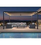 jardinite Pergola Bioclimatique 3,5 x 4,6 m en Aluminium avec LED, Pergola Jardin Exterieur ave...