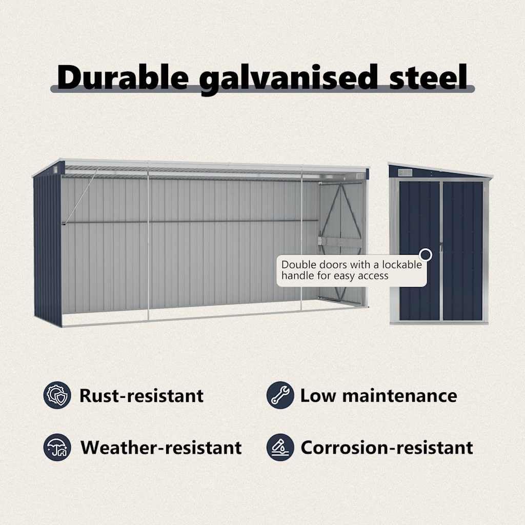 jardinite Abri de Jardin Mural Anthracite 118x382x178 cm Acier,Maison & Jardin, Pelouses & Jardins, Vie en extérieur, Structures extérieures, Cabanes & abris de Jardin, Anthracite (Poids 47.9KG)