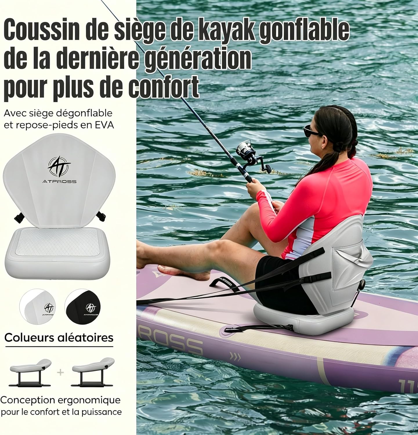 Planche de Paddle Gonflable Adulte avec Siège Kayak & Accessoires, 366x92cm Sup Extra Large & Stable, Charge 240kg, Kayak Gonflable 2 Places pour Yoga, Pêche et Surf