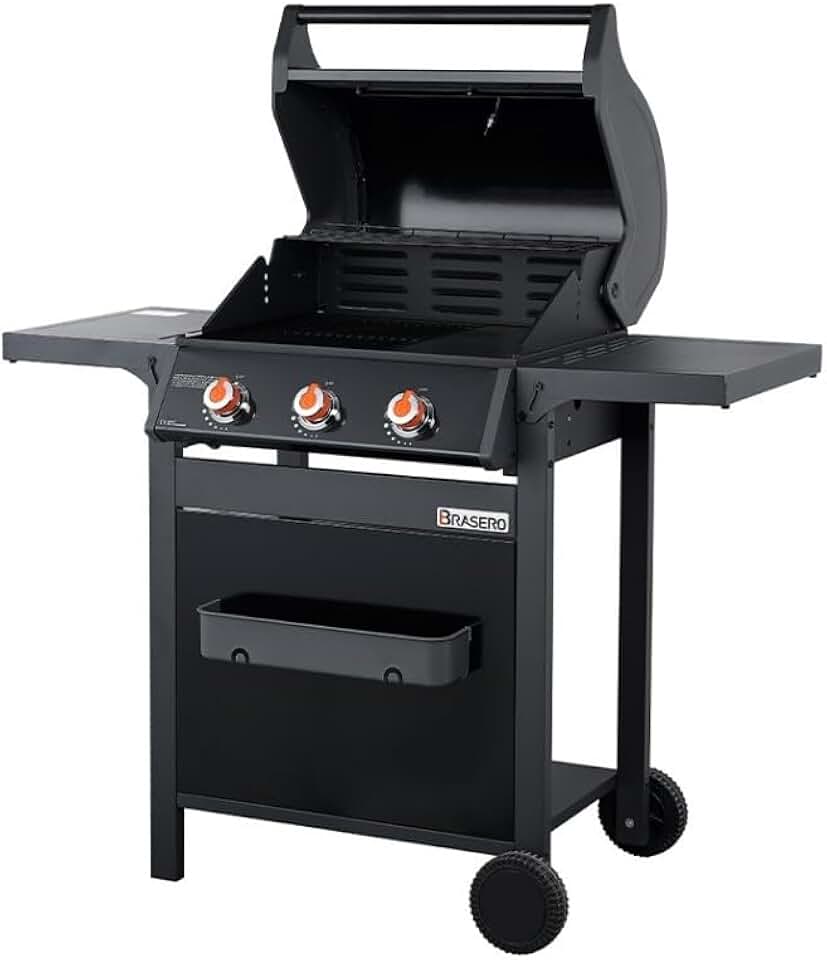 Favex - Spring II - barbecue gaz 3 brûleurs 9,95 kW, mixte grille & plancha, EASY CLEAN, tablettes rabattables, jusqu'à