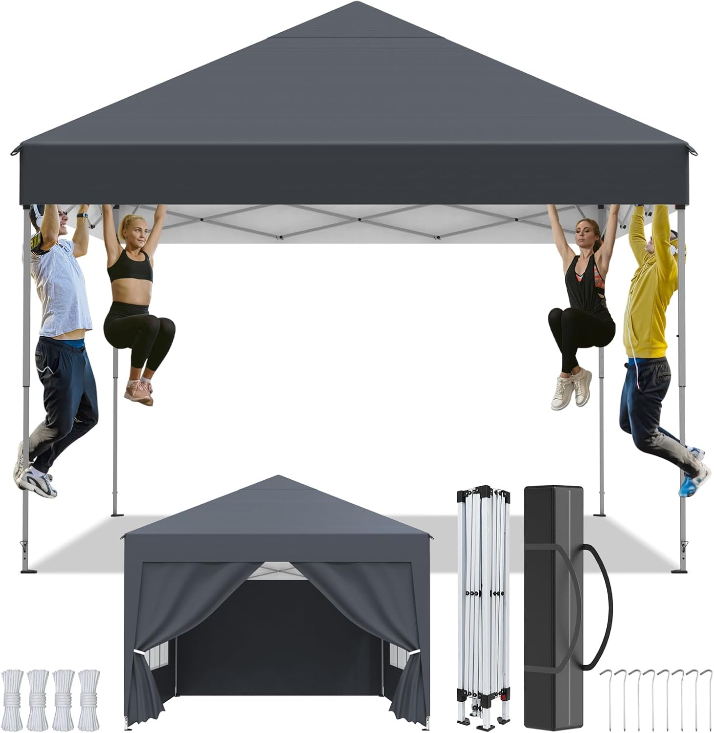 Tonnelle de Jardin - 2.5x2.5m - pliante, 4 côtés, hauteur réglable, anti-UV