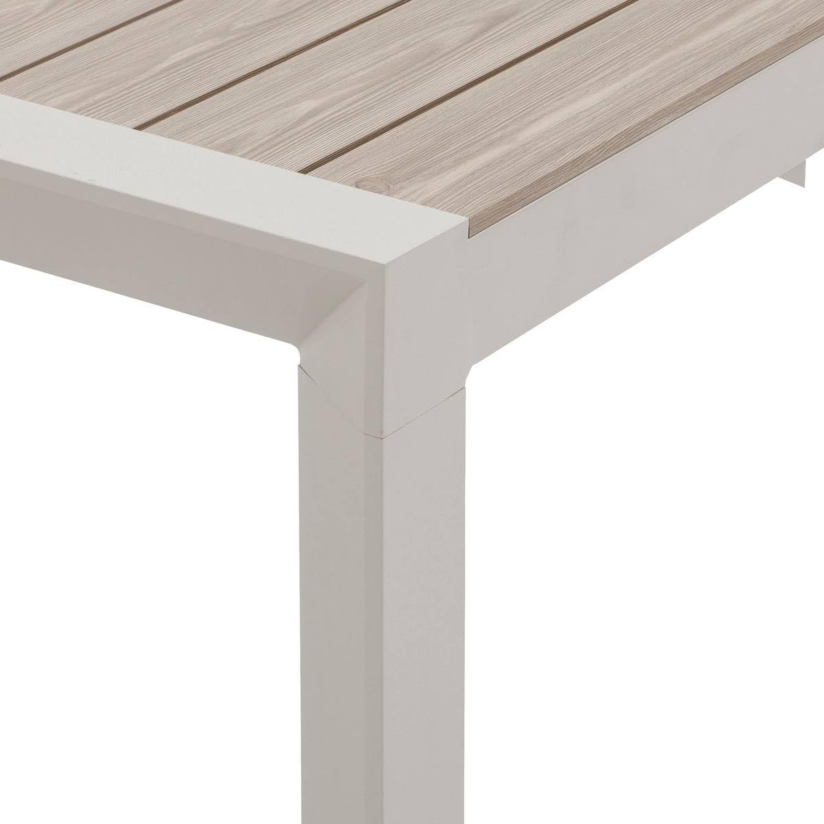 jardinite - Table de jardin Évasion 8 places - aluminium, effet bois, lin et argile